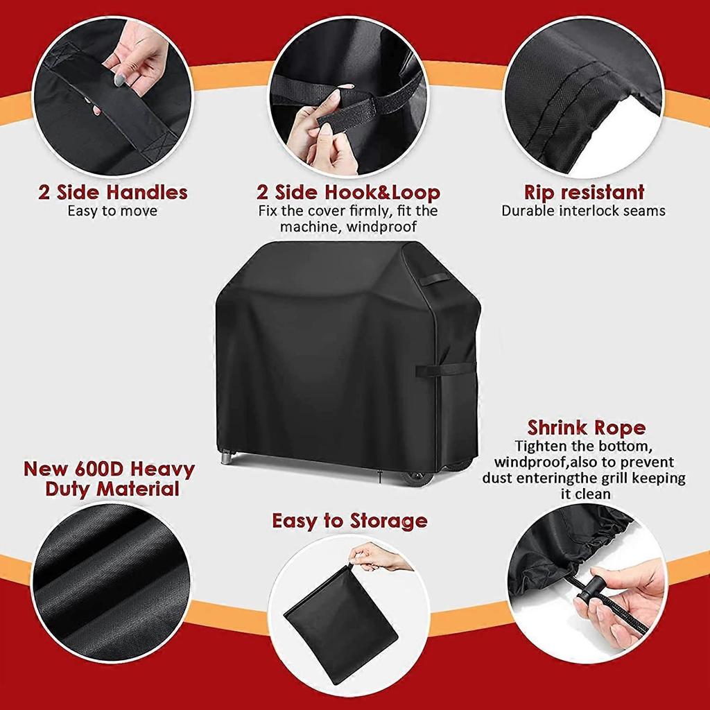 BBQ Cover,Barbecue Cover Waterproof 420D Heavy Duty Oxford Fabric,BBQ Outdoor Gas Grill Cover Waterproof,Rip-Proof,Dust-proof&Anti-UV(147x61x122cm)