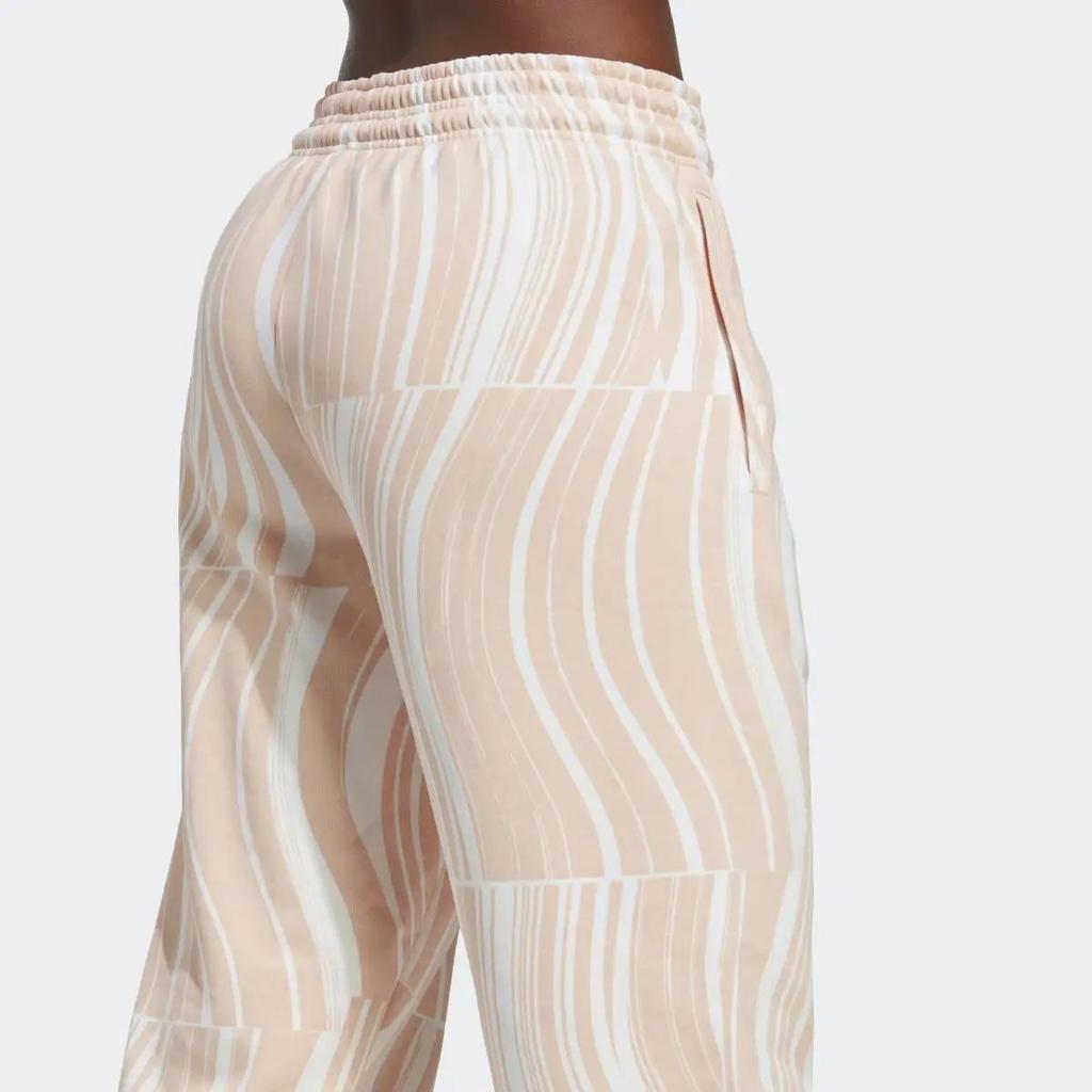 adidas Patterned Print Joggers Elastic Drawstring Waist Casual Sports Bottoms Women Pale Pink HR9245