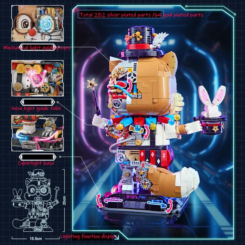 LOZ-1956 Luminous Mechanical Squirrel Sorcerer Puzzle Model Assembled Children's Adult Building Blocks Toy Holiday Gift