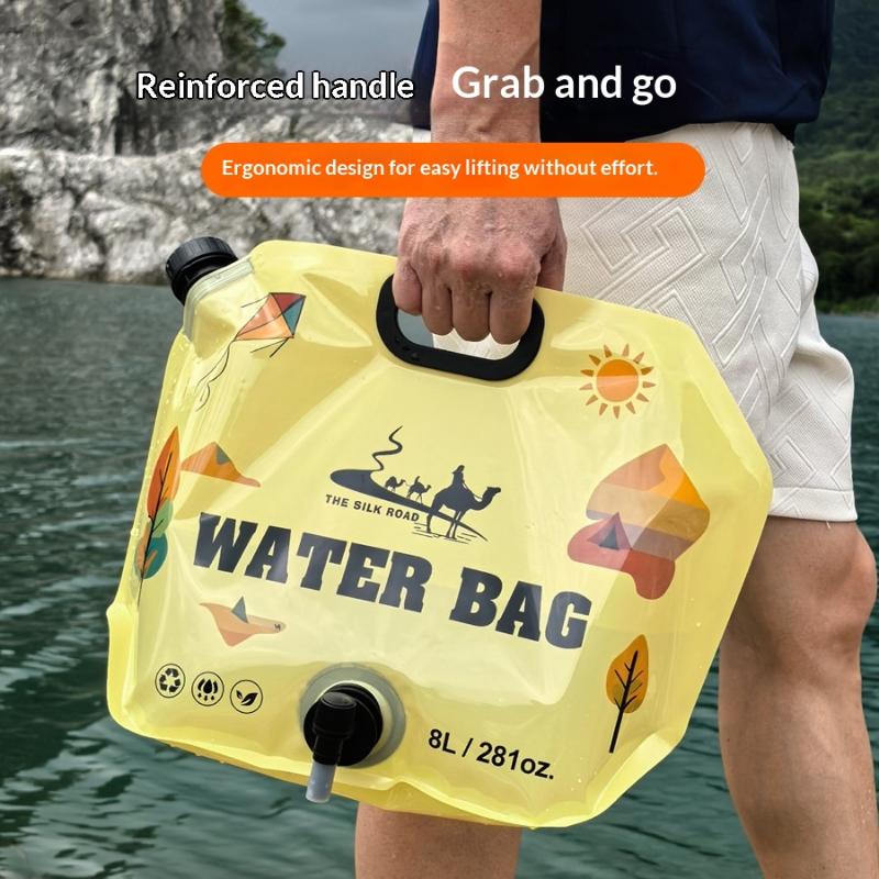 8L Camping Water Bag Portable Folding Water Storage Jug with Faucet Large Capacity Reusable Water Carrier for Outdoor Hiking Picnics BBQ