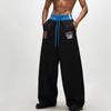 Pantalon droit ample à jambe large, imprimé lettres, double taille, style rétro automnal européen et américain
