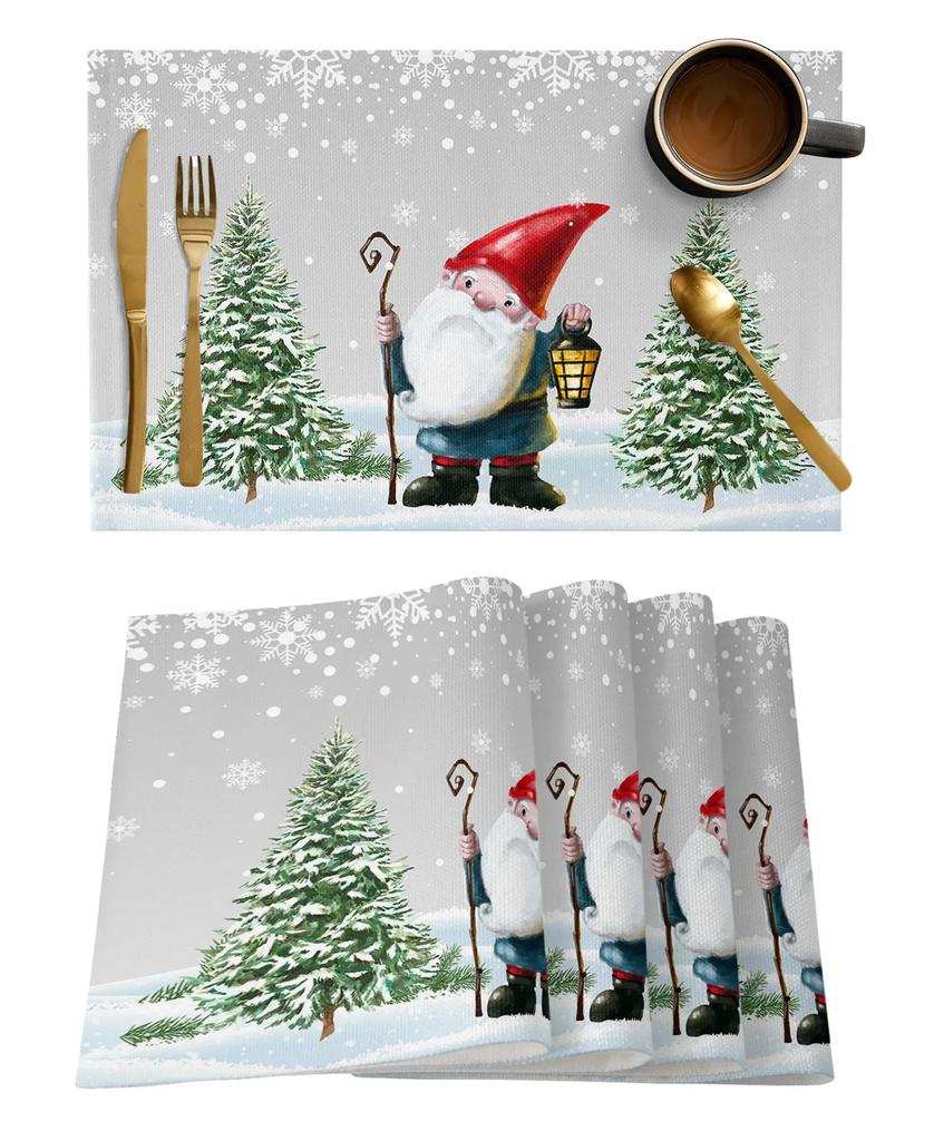 1PC Placemat Christmas Snowman Snowflake Kitchen   Coffee Dining Table Mats Coaster Pad