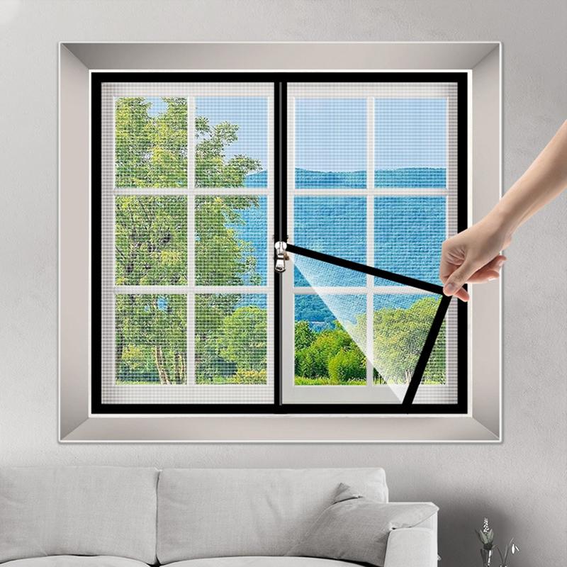 Okno antykomarowe, siatka okienna z zamkiem błyskawicznym, samoprzylepna siatka okienna na komary, niewidoczna, antykomarowa