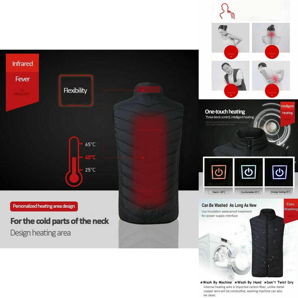 Women Mens Heated Vest Comfortable Usb Electric Jacket For Outdoor Winter Warmth