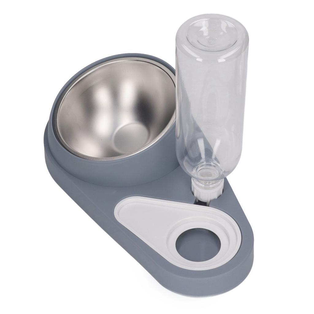 Double Dog Cat Bowls with Automatic Waterer Bottle Neck   Tilted Pets Water and Food Bowl Set