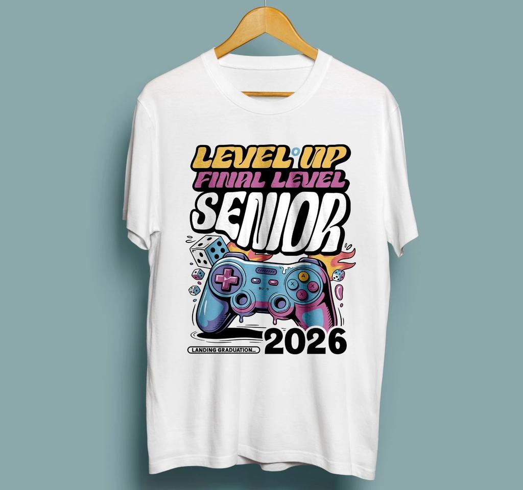 Senior 2026 Shirt Level Up Final Graduation Grad Gaming Gamer Unisex Classic Tee