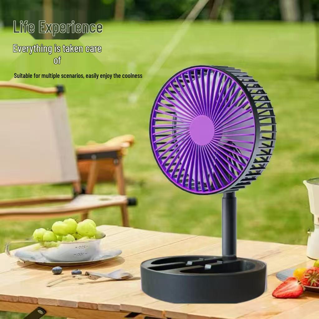 USB Rechargeable Foldable Mini Desktop Fan - Long-Lasting, Retractable, Portable for Dorms