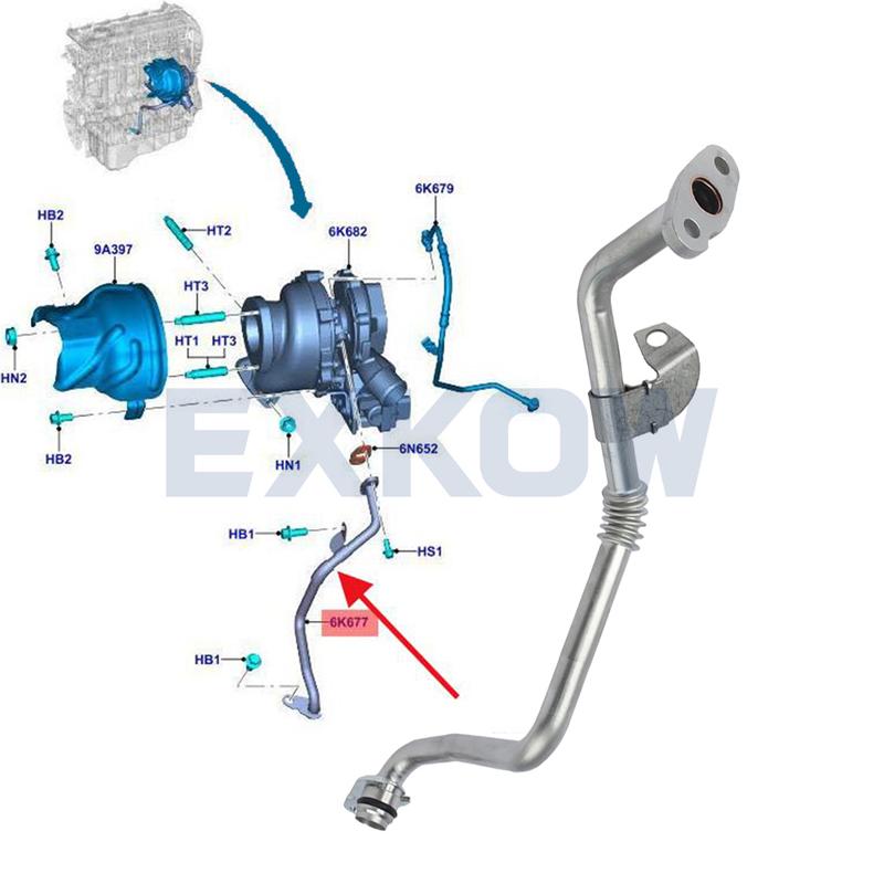 Turbocharger Oil Return Hose Pipe for Ford Ranger 3.2 2011- Pickup BB3Q6K677BC 1742306