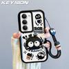 KEYSION Shockproof Case for OPPO A5 5G with Lanyard Soft Silicone Cute 3D Cartoon Doll Phone Back Cover for OPPO A5 2025