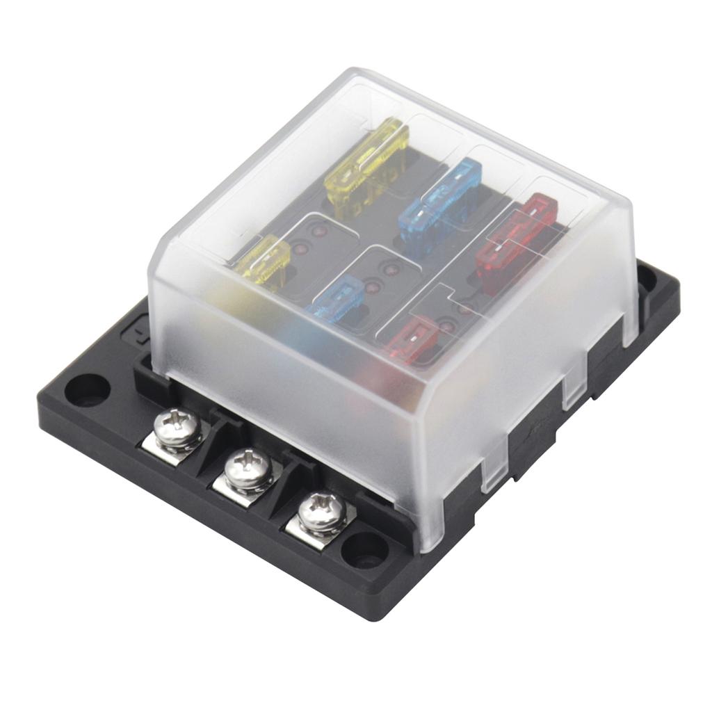 6 Way Blade Fuse Block Fuse Box Holder with LED Indicator 16Pcs Fuses for Automotive Car Truck Boat
