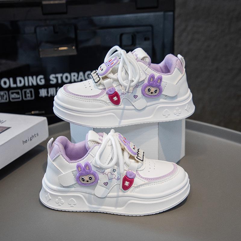 Girls Shoes Children's Board Shoes 2025 New Casual Spring and Autumn Sports Shoes Soft Sole Princess White Shoes Girl