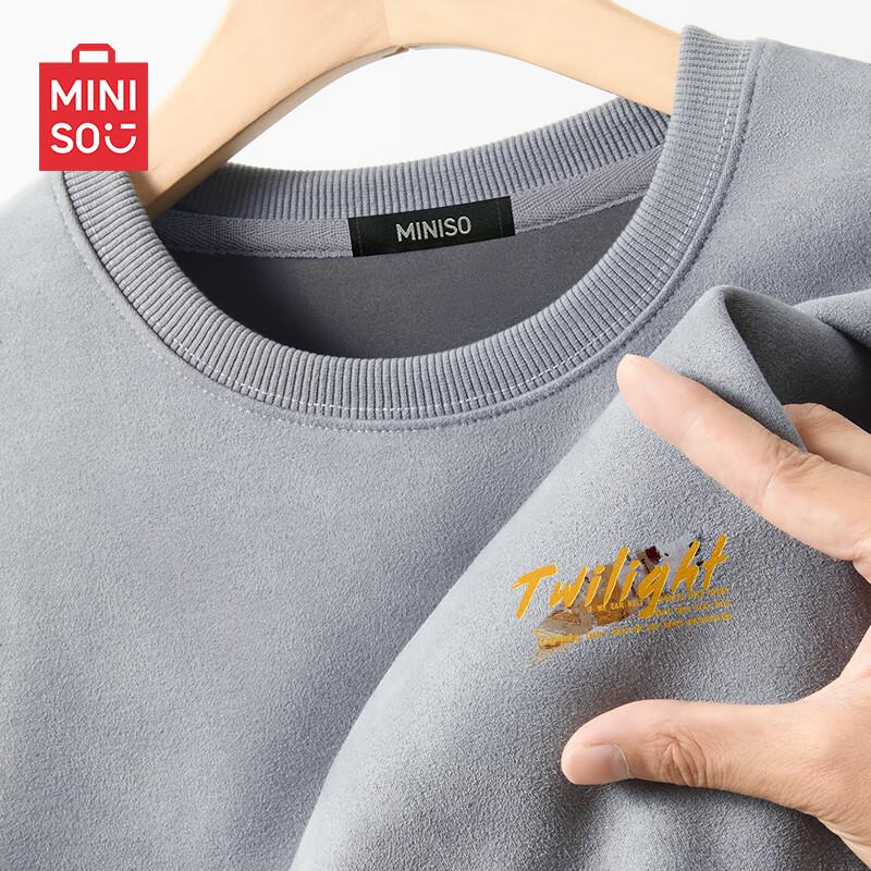 

MINISO Men s Heavyweight Suede-Feel Crewneck Sweatshirt 2XL
