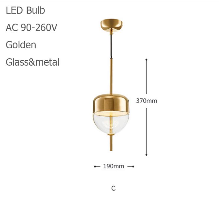 Nordic Modern Brass Glass Pendant Lamp LED Living Room Bedroom Restaurant Bar Cafe Interior Decoration Hanging Lamp
