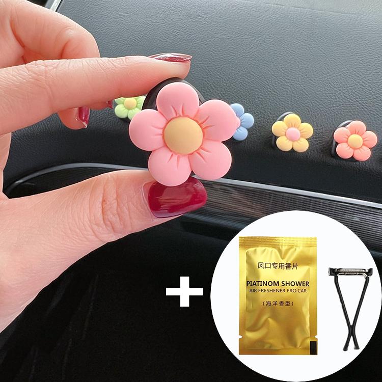 Cute Flower Aromatherapy Car Air Outlet Decoration Perfume Clip Air Freshener Colorful Flora Car Interior Decor Auto Accessories