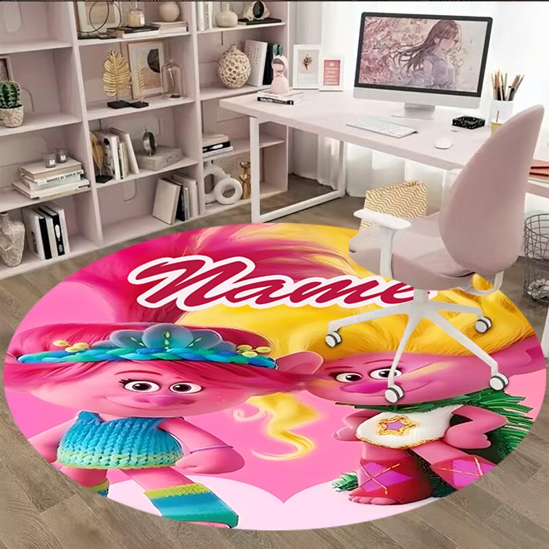 Customizable T-Trolls3 Round Non-Slip Carpet - Ideal for Garden, Picnic, Office, Perfect for Decoration, Suitable For All Seasons