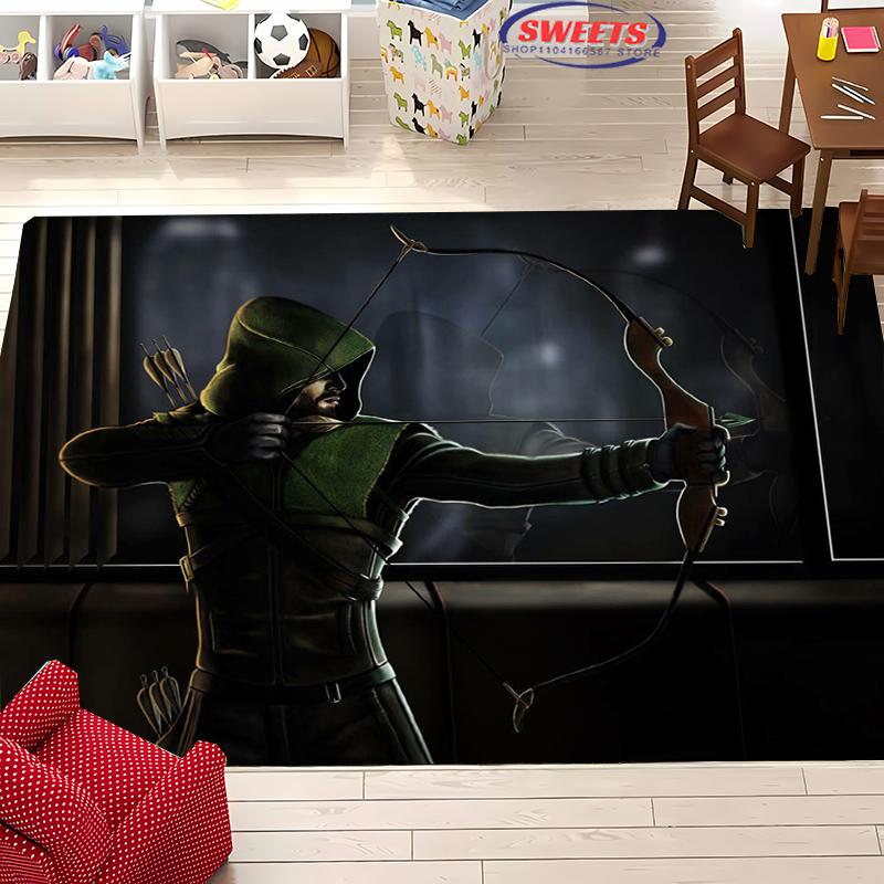 New Shelves ! Classic DC Green Arrow Carpet, Living Room Bedroom Office Children's Room of Choice, Non-slip Machine Washable Mat
