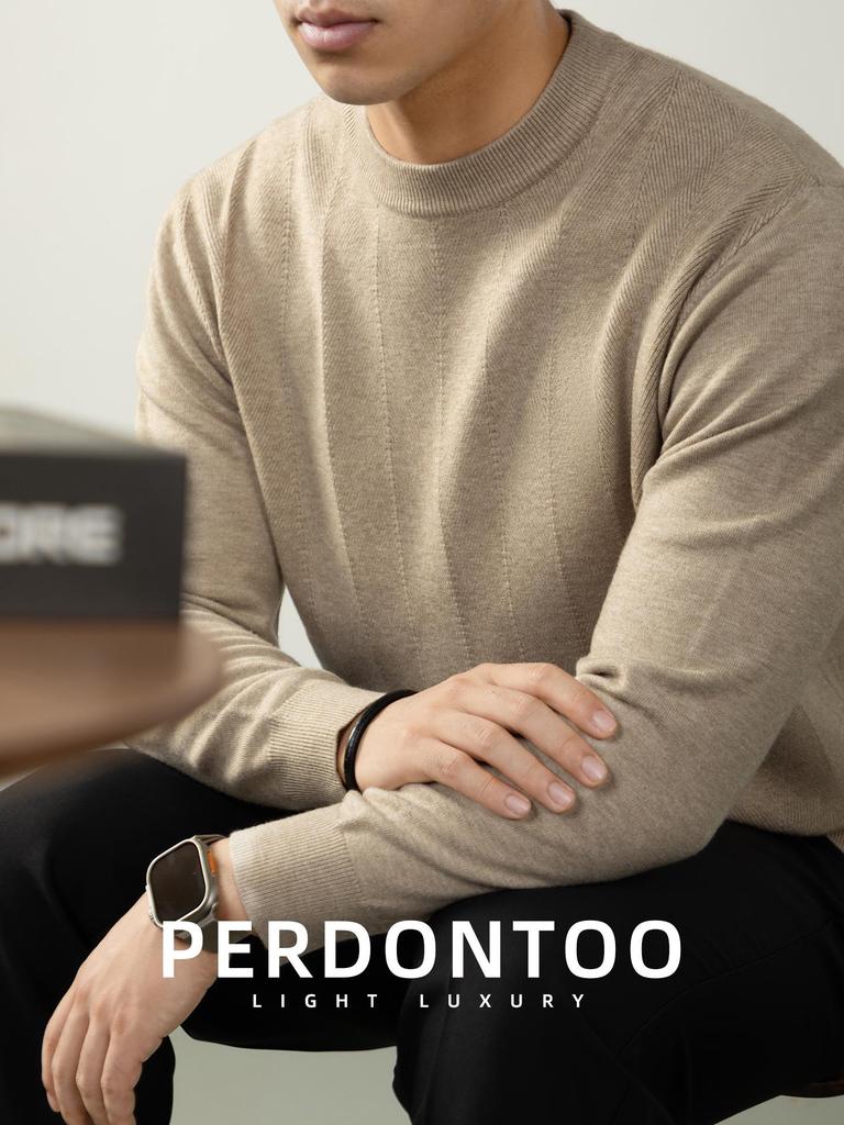 Elegant Lyocell Men's Sweater: Skin-Friendly, Twill Jacquard, Long-Sleeved Base Layer for Autumn/Winter