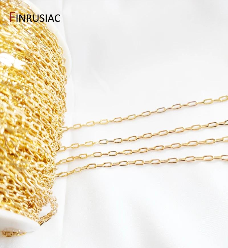 New Trendy 3 Styles 14K Gold-Plated Brass Chain Spool High-Quality Chains For DIY Jewelry Making Accessories Wholesale