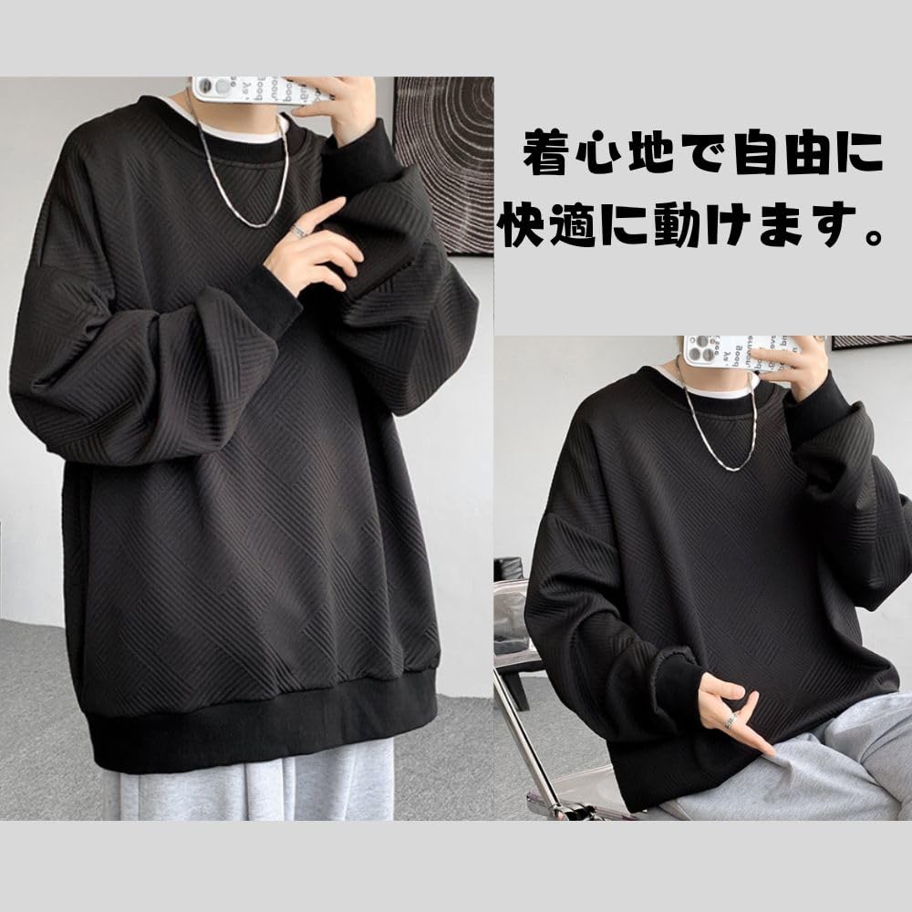 Platilive Autumn Long Solid Crew Loose Plus Size L Men's Sweatshirt, Clothes, Sleeve, Color, Stylish, Popular, Neck, Fit, Casual, Sizes, Loungewear,