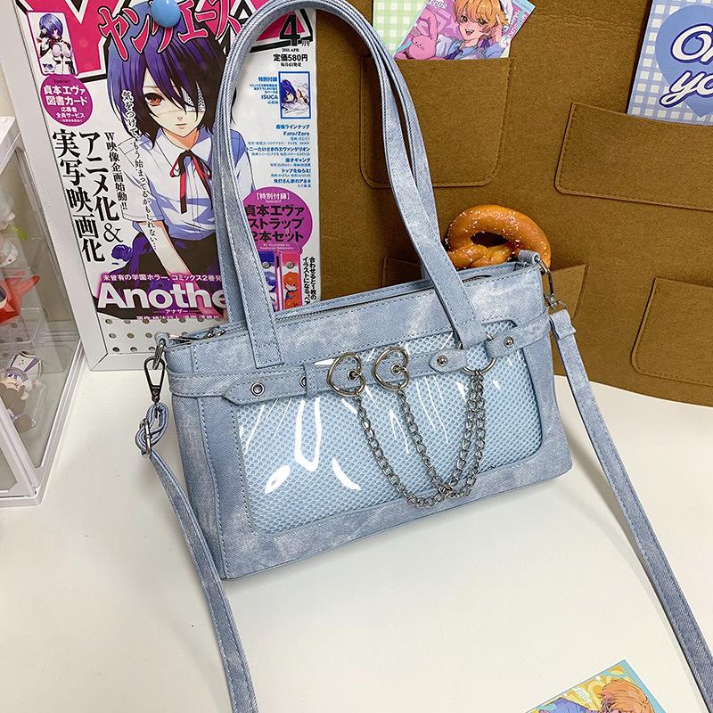 Transparent bar bag, small food, pu shoulder underarm bag, two-dimensional peripheral portable messenger bag.