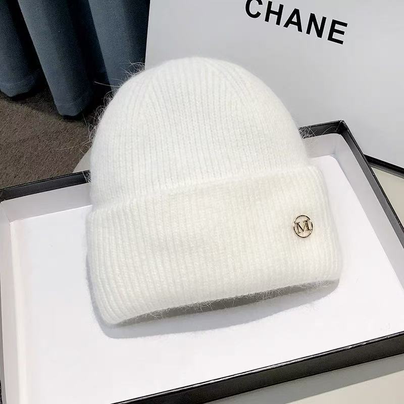 Hat Men's Winter Windproof, Cold-proof and Warm Wool Knitted Hat Super Thick Thickened Piled Headhat Big Head Circumference