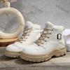 Women Fashion Metal Buckle Strap Motorcycle Boots Winter Platform Combat Booties Woman Thick Soled PU Leather Warm Ankle Boots
