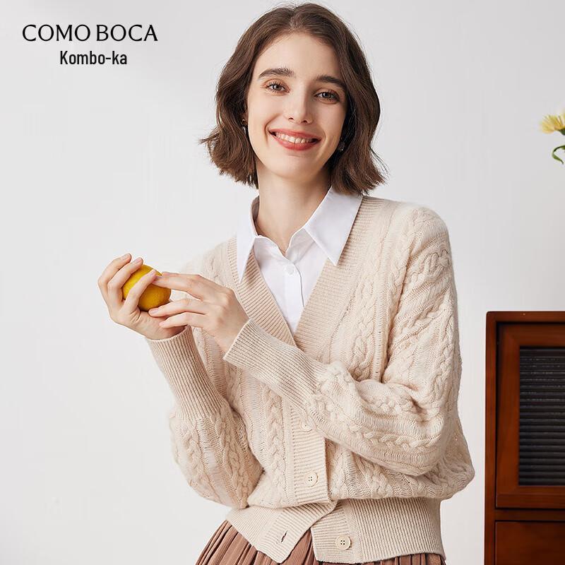 COMON BOKA Damen V-Ausschnitt Reiner Kaschmir Strick Cardigan