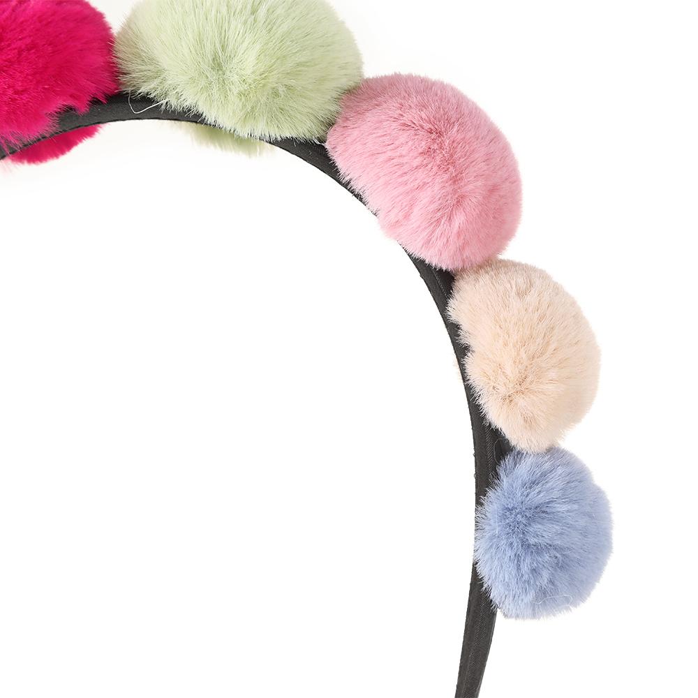 Molans Solid Color Multicolor Plush Ball Headband For Women Winter Wide Warm Hair Bands Hair Hoop Hair Accessories