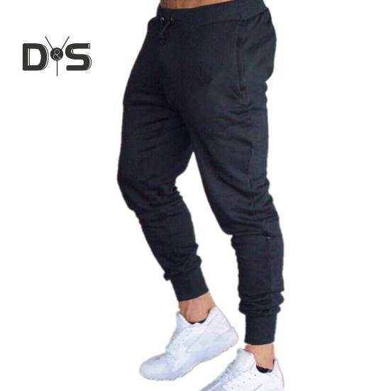 

Мужские спортивные штаны облегающего кроя с эластичной резинкой на талии, однотонные карманы, мягкие дышащие брюки со средней посадкой на щиколотке для занятий спортом и бега L чёрный