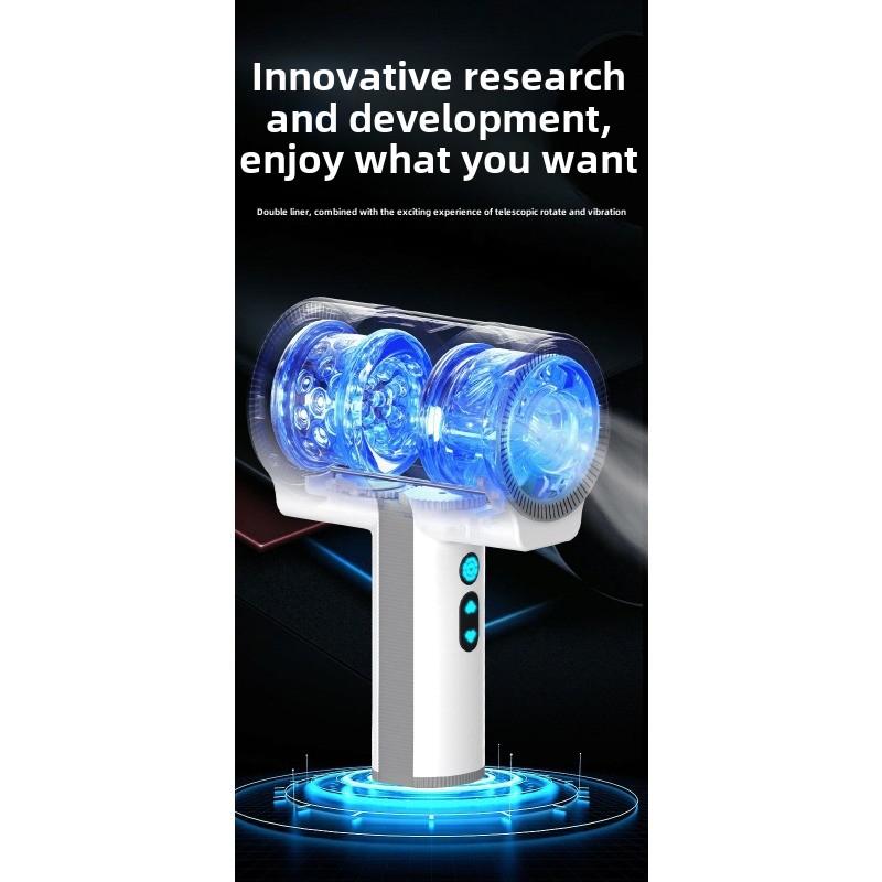 Thor Masturbator Male Automatic Handheld Telescopic Rotating Vibration Double Pass Masturbator Trainer