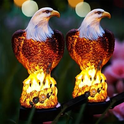 1 lámpara LED de jardín con forma de águila alimentada por energía solar, decoración de iluminación exterior de resina, lámparas de césped para patio y jardín, decoración festiva de paisajes