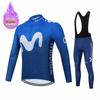 Movistar Racing Thermal Fleece Cycling Jersey Set Bicycle Bib Shorts Bike Clothing Ropa Maillot Ciclismo Hombre Bicicleta Kit