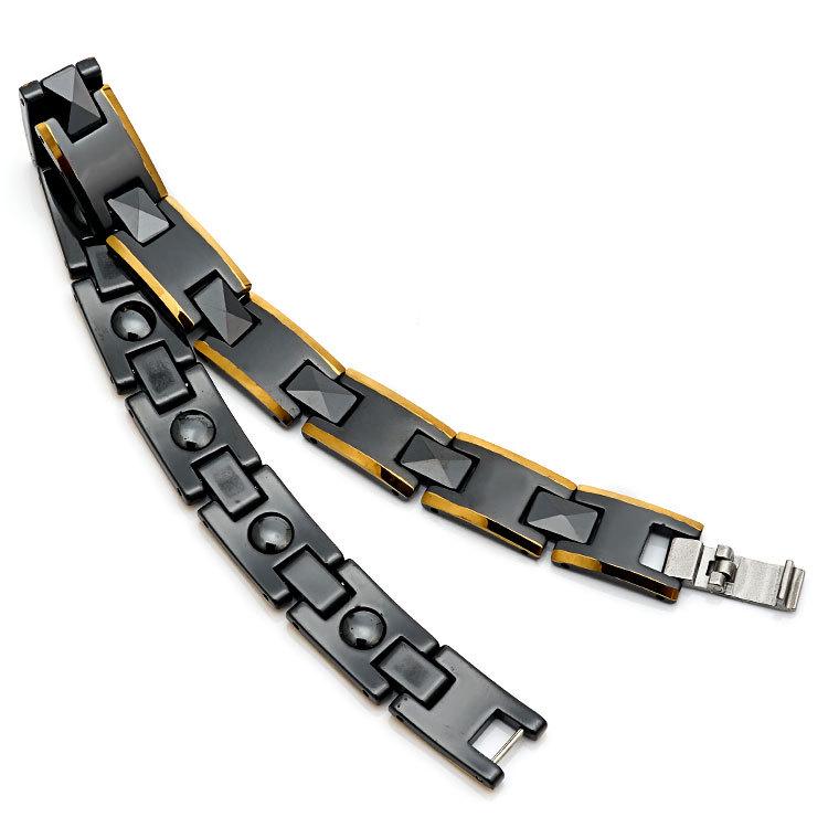 New Men's Precision Ceramic Gold-Plated Tower Magnetic Bracelet