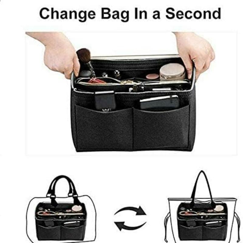 Felt Cloth Insert Bag Organizer Fits Women's Baguette Bag Makeup Tote Handbag Organizers Travel Inner Purse Cosmetic Bags