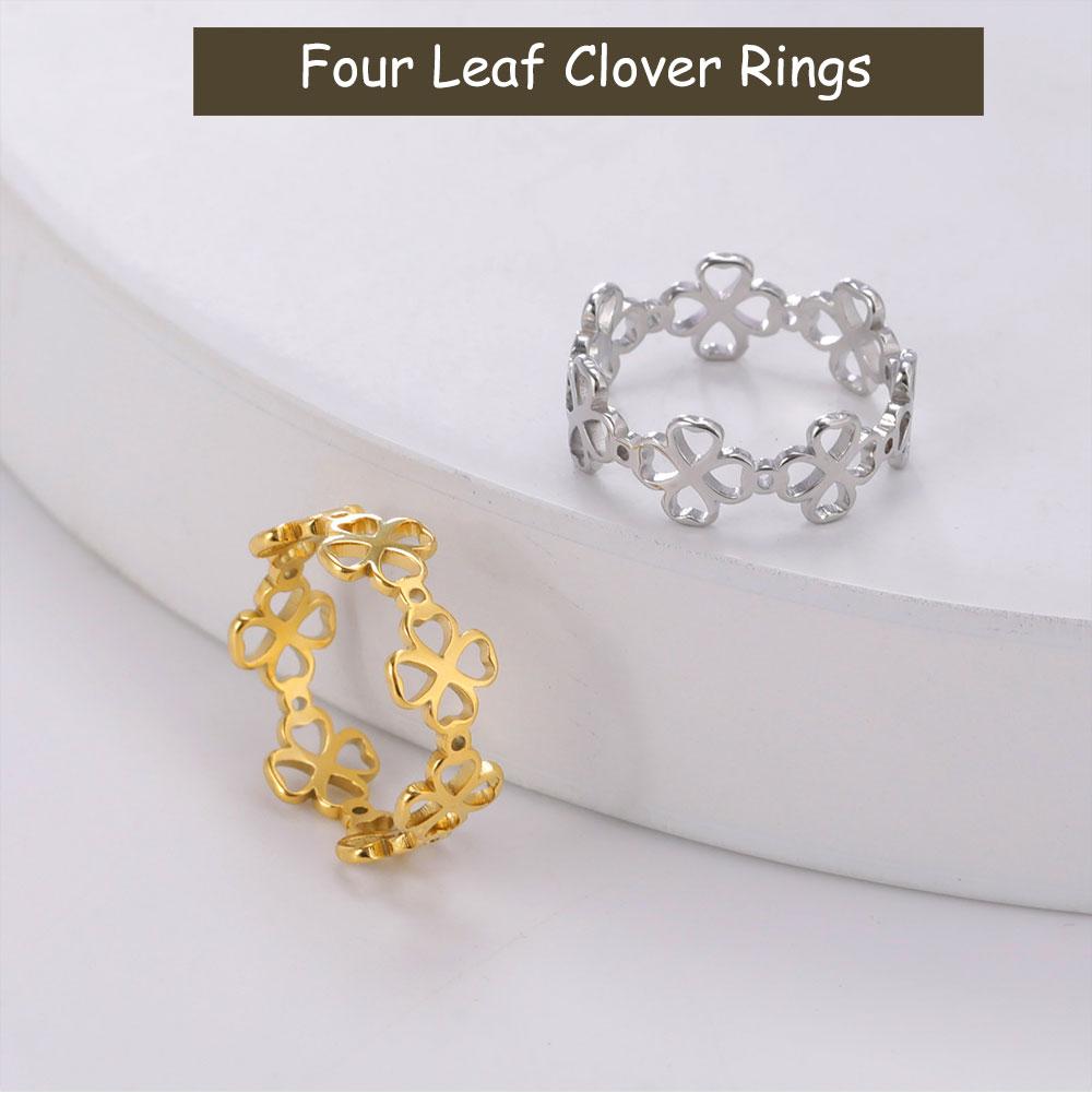 Cazador Trendige Kleeblattringe für Damen Edelstahl Minimalistische Ringe Schmuck Jubiläum Hochzeit Muttergeschenk 2026