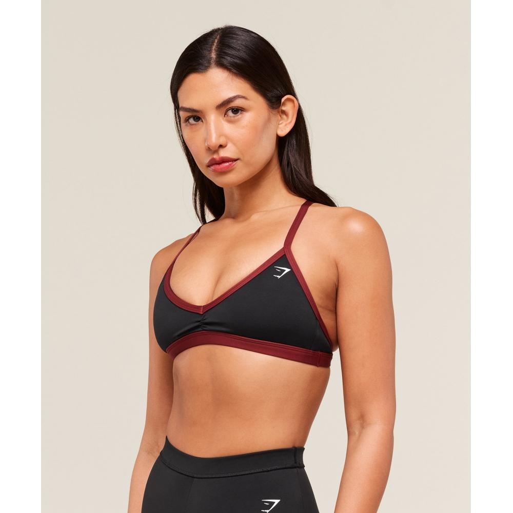 Gymshark Minimal Sports Bra Black Sets Red B3a2j Rb30