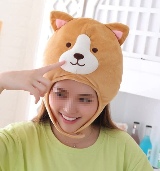 DOKiDOKi Shiba Inu Hat Cosplay Dog Japanese Dog Transformation Mask Head Headgear Plush Kigurumi Headwear Fluffy Cute Halloween Puppy Dog [Cute]
