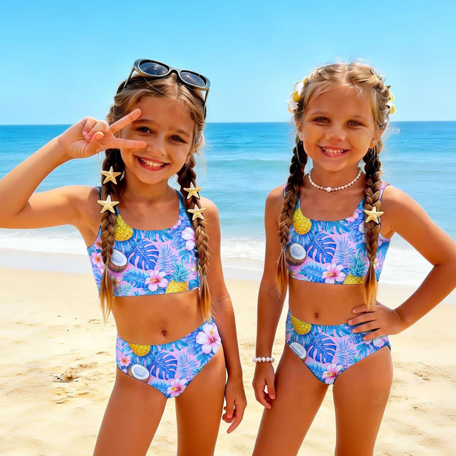 Summer Girls Casual Printed Two-Piece Bikini Swimsuit Set 120
