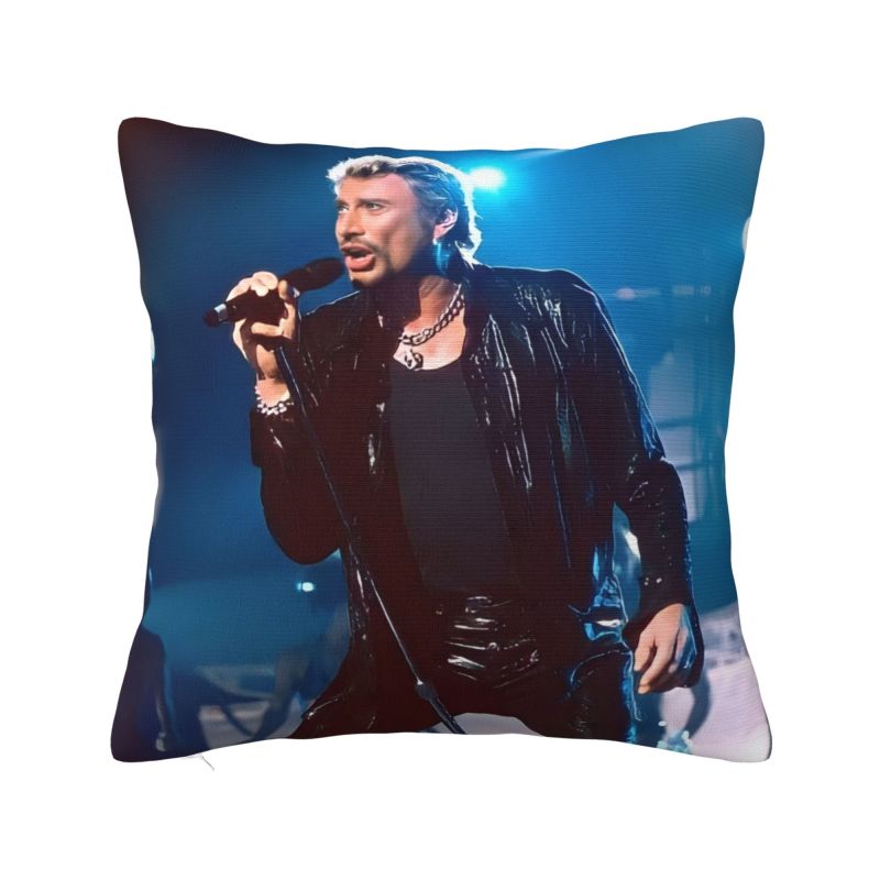 French Rock Music Johnny Hallyday Cushion Cover Polyester Throw Pillow Case Living Room Decoration Bedding Sofa Pillowcase