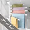 Wall Mounted Towel Bar Swivel Towel Rack Stainless Steel Towel Hanger 180° Rotation Space Saving Towel Rack for Bathroom