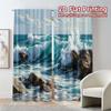 2pcs, 2D FLAT PRINTING Curtains (Without Rod) Ocean Clash Chic Curtains Prints Light Filtering Curtains Room Decor Perfect for
