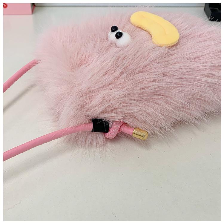 2025 Herbst/Winter Trendige Cartoon Fell Umhänge- & Handytasche – Flauschige Handtasche für Damen