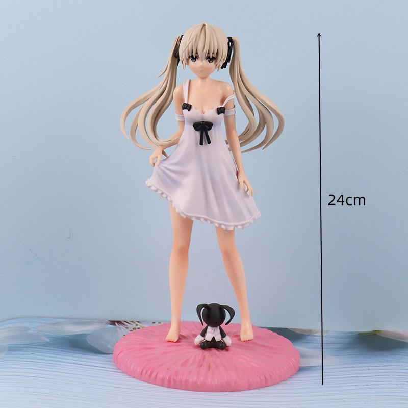 Japan New 24cm Yosuga No Sora Figure PVC Action Anime Doll Scale Ratio Model Toys Playsetss Cute White Suspender Skirt Figure for Girl Gift