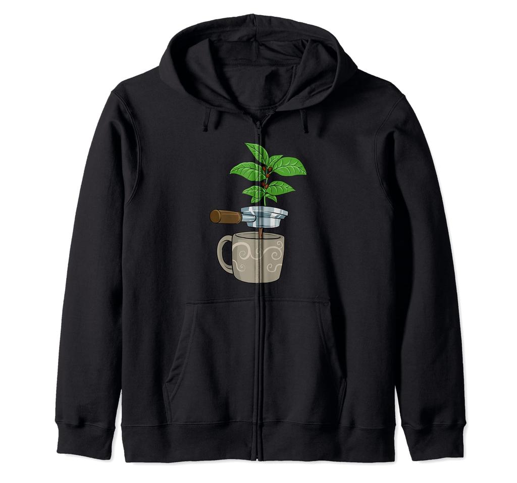 Coffee Plant Espresso Machine Zip Hoodie for Coffee Drinkers