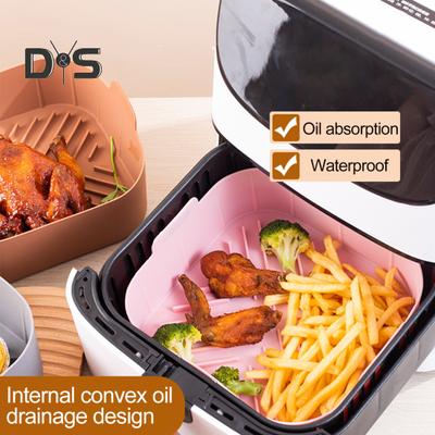 Cestello riutilizzabile per friggitrice ad aria riscaldato uniformemente Utile con vassoio di rivestimento per pentola per frittura ad aria con doppia maniglia