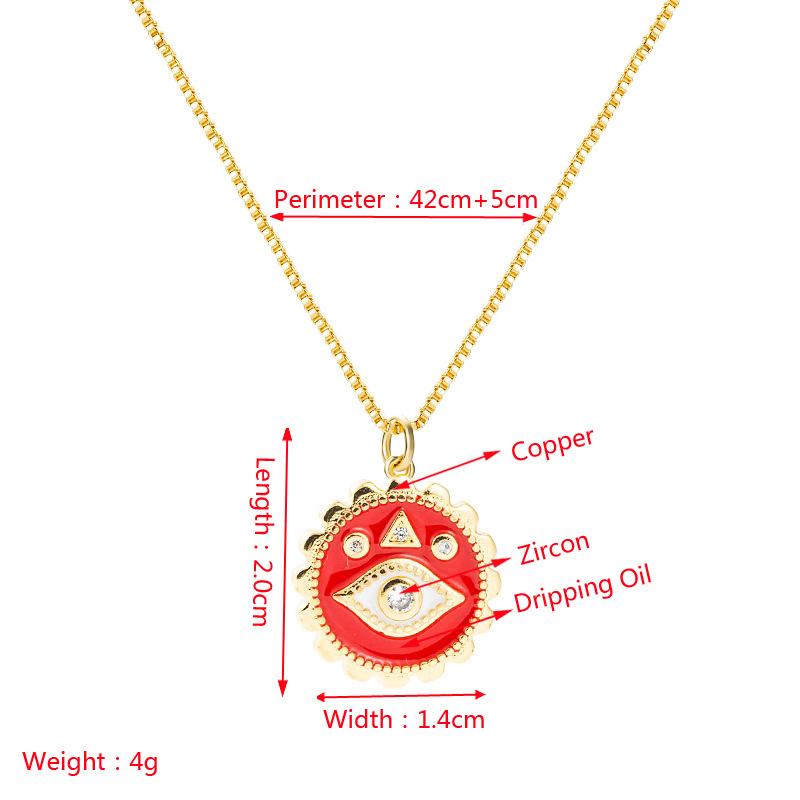 Devil's eye series round eye pendant necklace - women's copper plated enamel clavicle chain