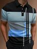 Geometric Striped Short Sleeve Polo Shirt, Stylish Casual Top