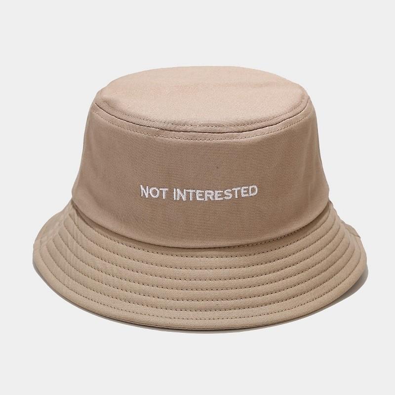 Fisherman Hat Men Women Summer Sun Protection Wide Brim With Embroidered Letters For Outdoor Activities