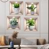 4ps Creative Floral Green Flower Pot Pattern Self-adhesive Wall Stickers Removable Stickers for Home Decoration