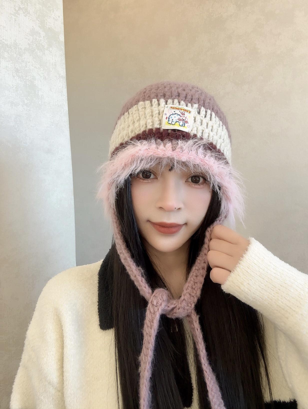 

Женская вязаная шляпа с широкими полями в стиле ретро 2025 – Рваный край, Теплая и подчеркивающая лицо Зимняя плюшевая One Size